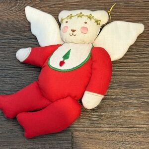 Vintage House of Hatten plush Christmas ornament teddy bear angel.
